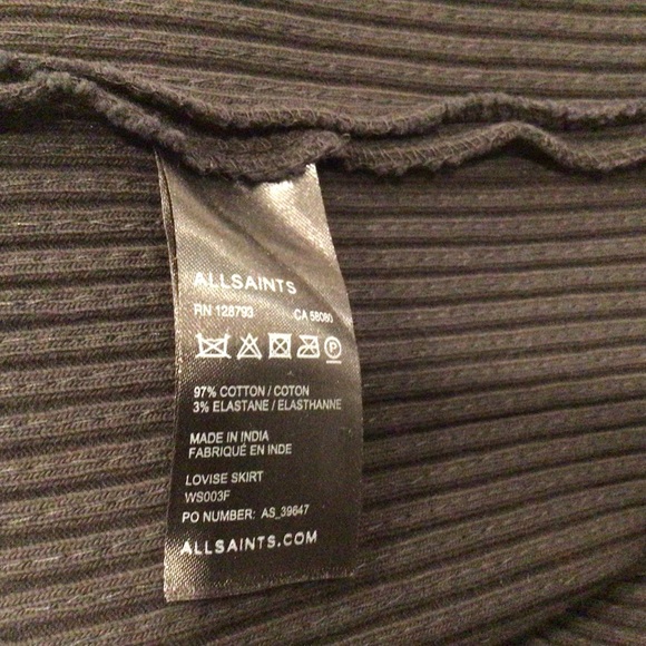 All Saints black straight skirt with hand embellished linear beads. Size 2. - Picture 4 of 6